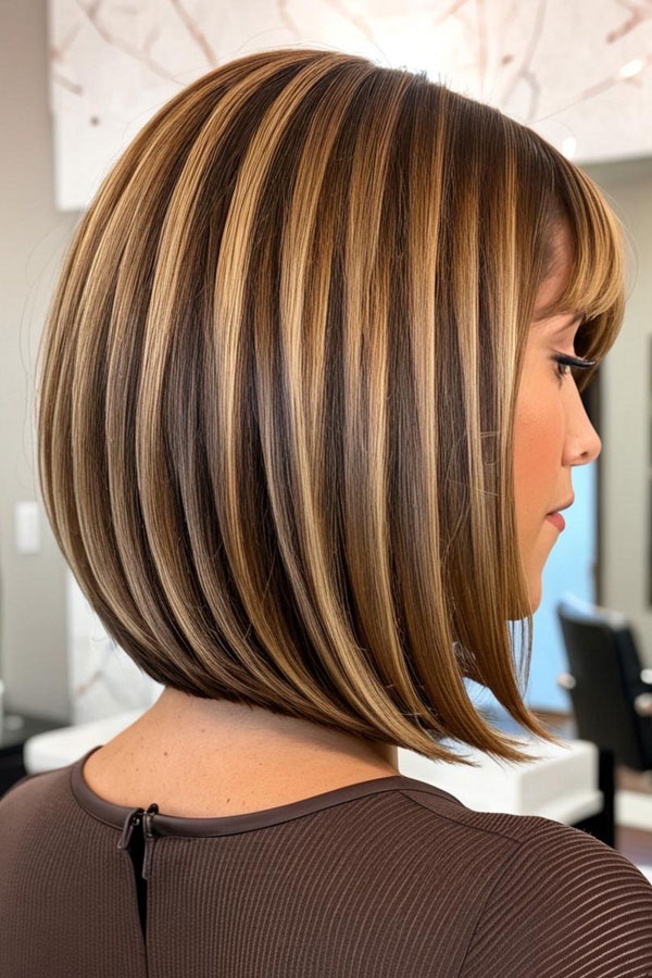 Golden Caramel Striped Bob