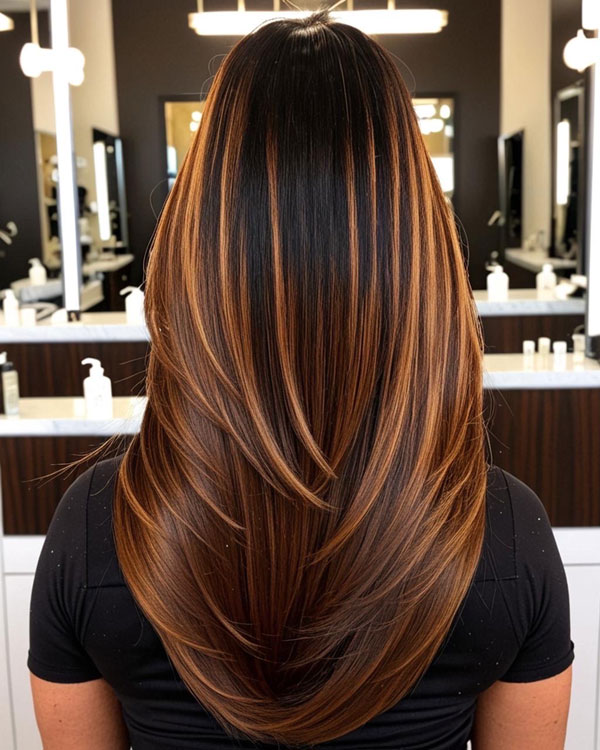 Cinnamon Balayage on Black Hair