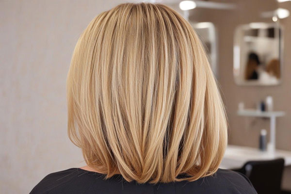 Warm Golden Blonde Sleek Bob