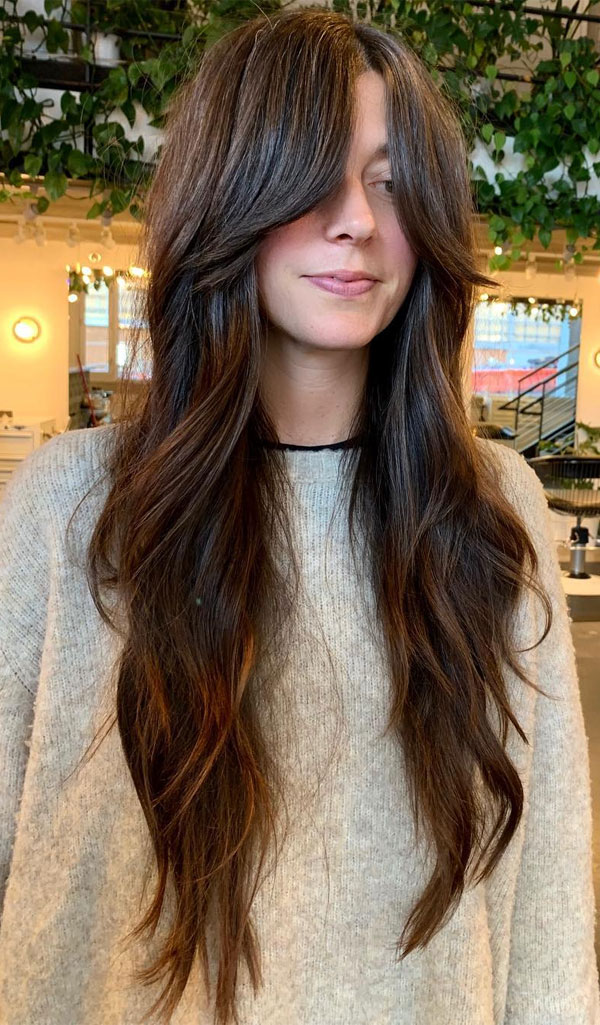 30 Flattering Face-Framing Long Haircuts : Effortless Boho Shaggy Layers