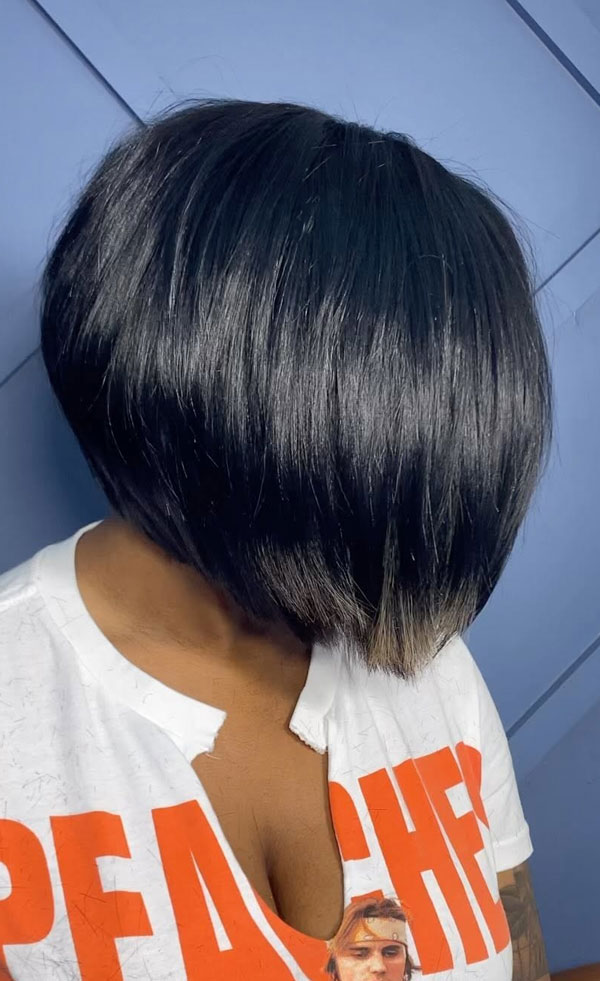 35 Fabulous Bob Hairstyles For Black Women : Sharp Angled Bob