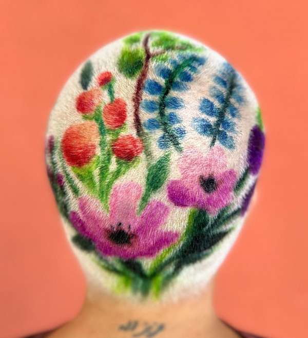 20 Creative Dyed Buzz Cut Patterns for Women : Botanical Garden Buzz Cut