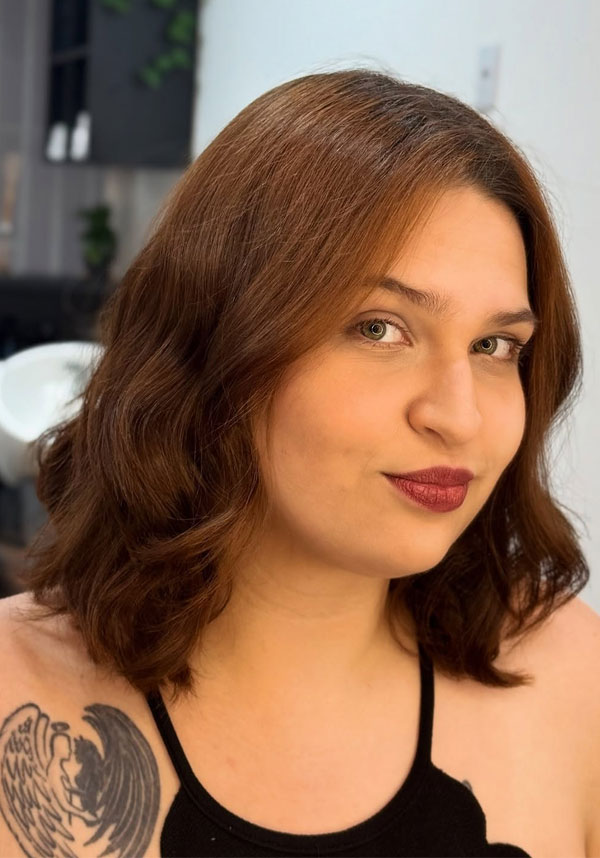 30 Flattering Long Bob Haircuts for Chubby Faces : Soft Curly Lob with Warm Tones