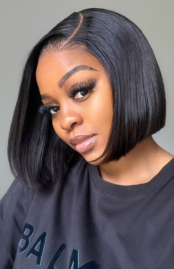 30 Gorgeous Short Hairstyles for Black Women : Sharp and Sleek Blunt Bob