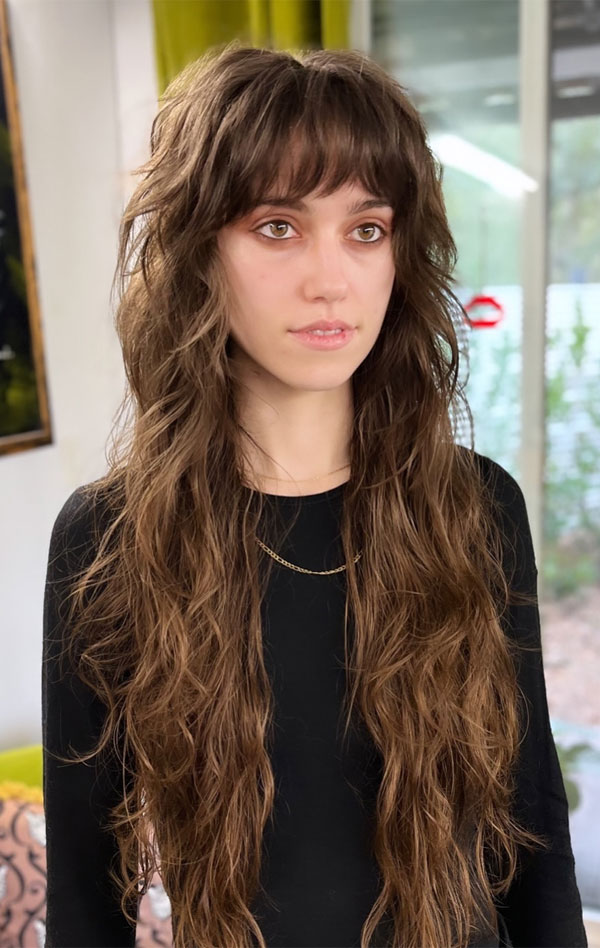 38 Best Long Shag Haircuts For A Lived-In Look : Ultra-Long Tousled Shag