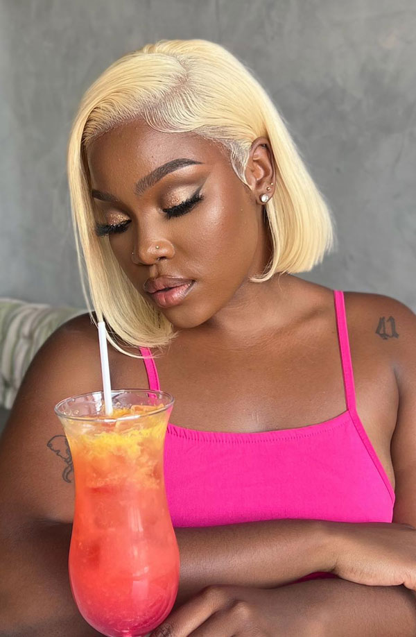 35 Fabulous Bob Hairstyles For Black Women : Platinum Blonde Bob