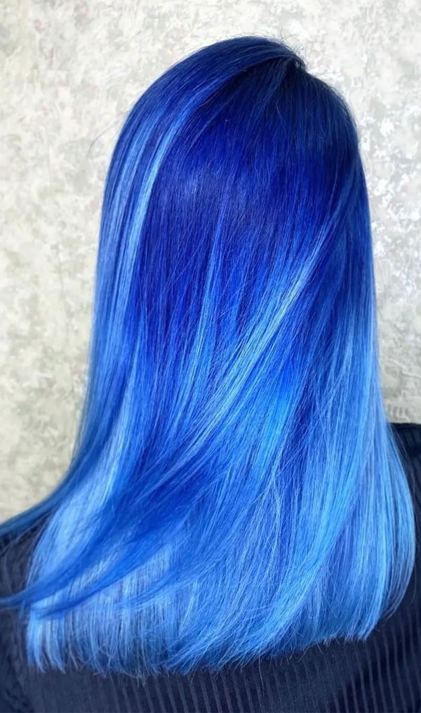 38 Vivid Ombré Hair Colour Ideas : Oceanic Blue Ombré