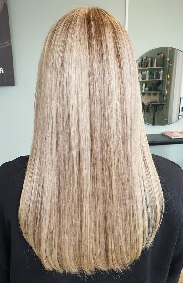 40 Blonde Hair Shades to Lighten Up Your Look : Honey Beige Blonde Straight Long Hair