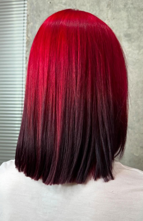 38 Vivid Ombré Hair Colour Ideas : Deep Crimson to Black Ombre Bob