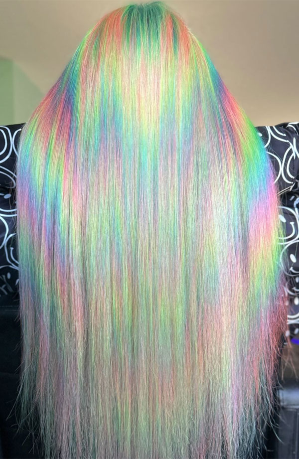 25 Unicorn Hair Colours to Spark Your Imagination : Prismatic Rainbow Veil