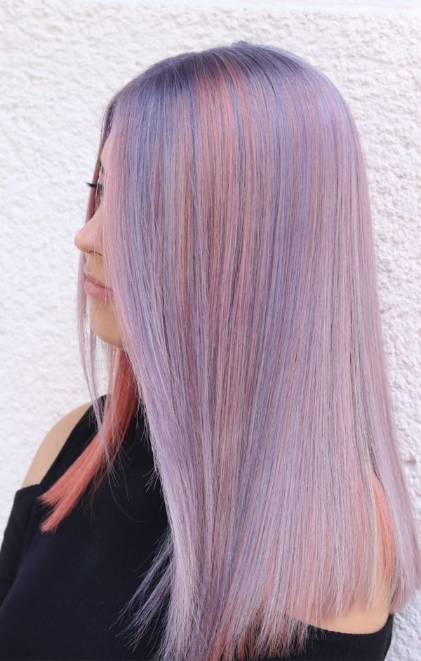 25 Unicorn Hair Colours to Spark Your Imagination : Muted Rose Quartz Shoulder-Length 