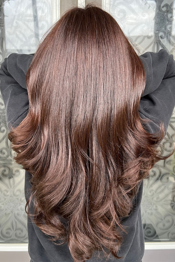 30 Beautiful Brown Hair Ideas for Every Skin Tone : Rich Mocha Brown with Layered Ends