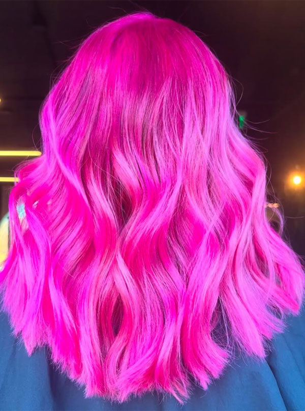 40 Shades of Hair Colours That Make a Statement : Neon Pink Long Wavy