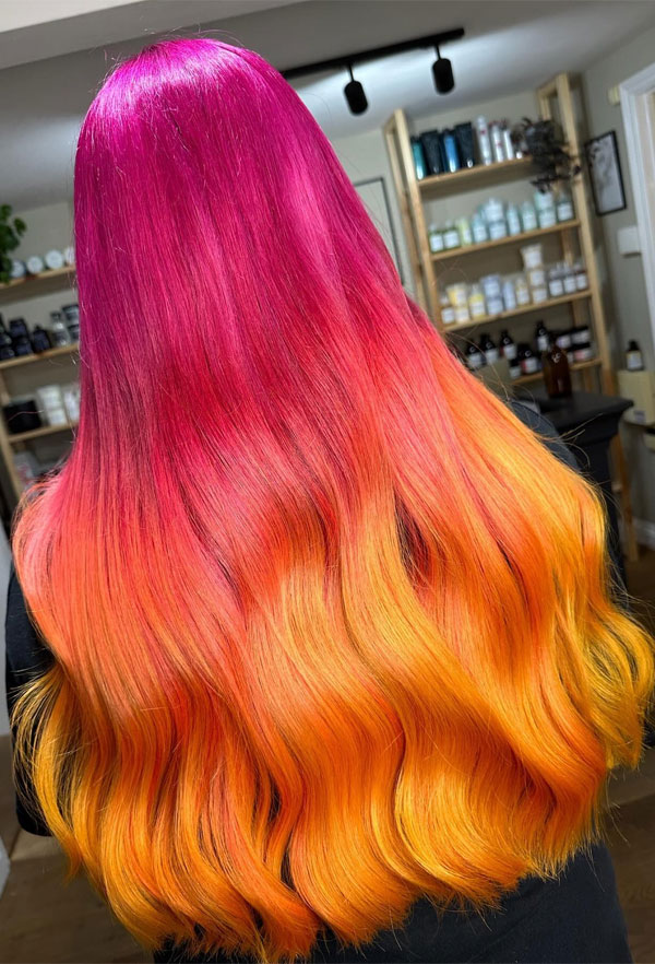 30 Bright Vibrant Hair Colour Ideas That Will Turn Heads : Magenta To Orange Yellow