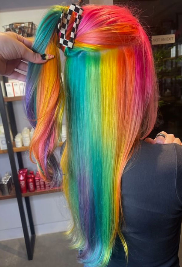 25 Rainbow Hair Colour Ideas To Brighten Your Look : Hidden Rainbow Long Hair