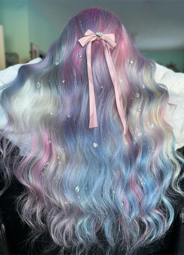 25 Unicorn Hair Colours to Spark Your Imagination : Stardust Princess Long Waves