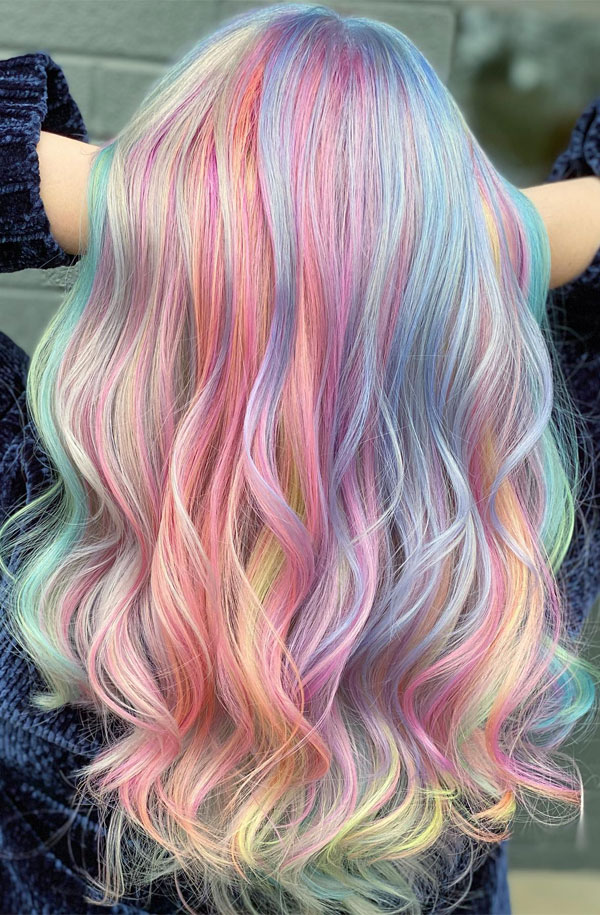 25 Unicorn Hair Colours to Spark Your Imagination : Whimsical Cotton Candy Swirl