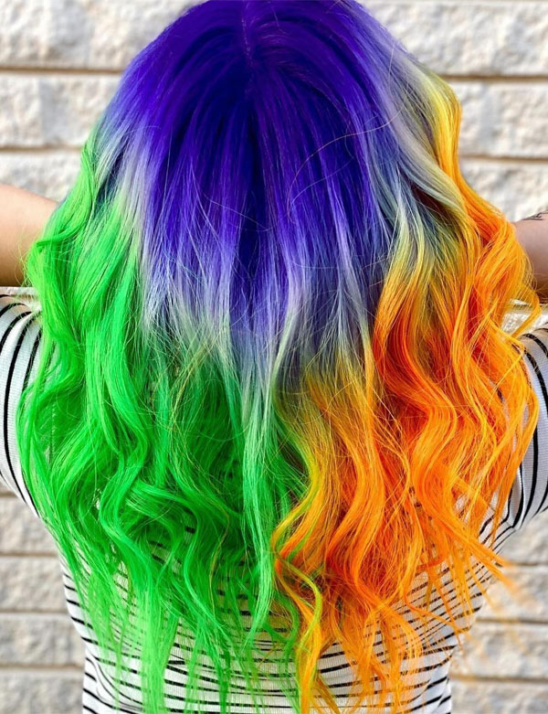 38 Vivid Ombré Hair Colour Ideas : Neon Carnival Ombré