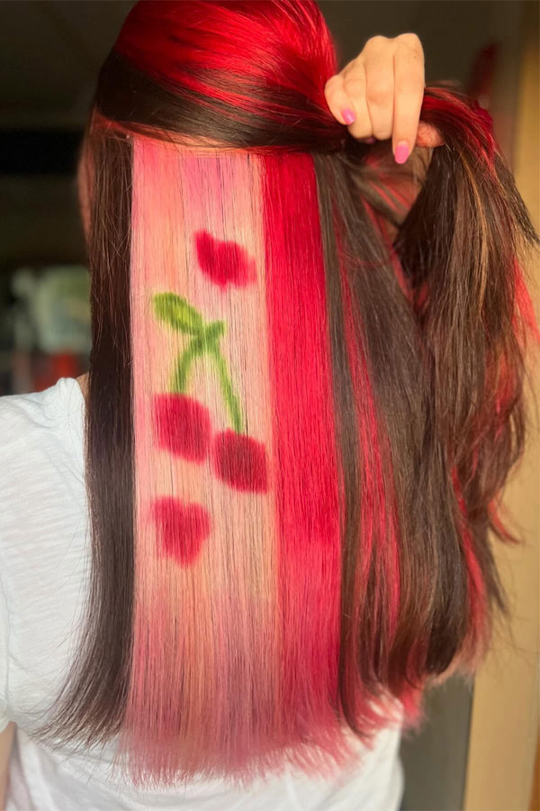 40 Shades of Hair Colours That Make a Statement : Cherry and Heart Pop Peekaboo