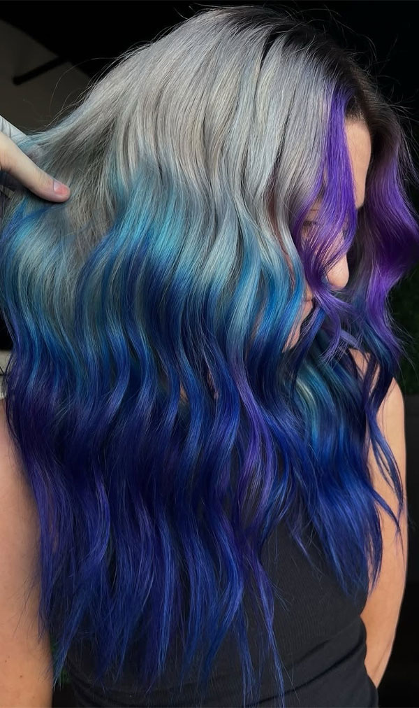 38 Vivid Ombré Hair Colour Ideas : Icy Mermaid Ombré