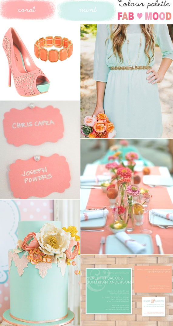 Pretty in Coral & Mint Wedding Colour Palette