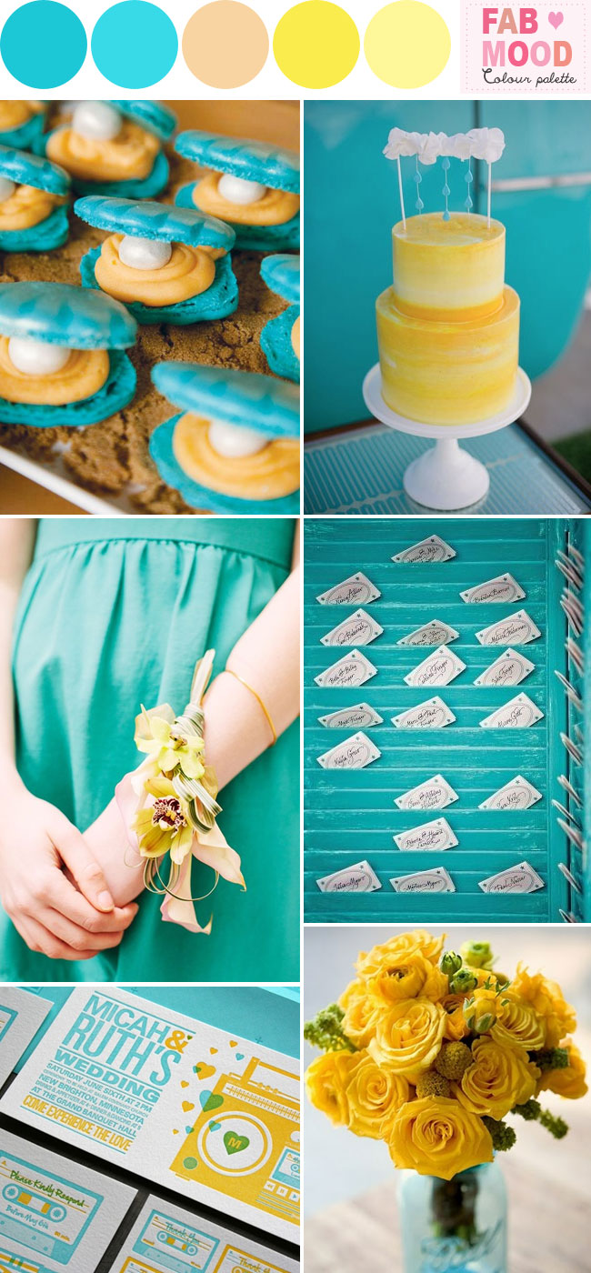 aqua yellow beach wedding fab mood