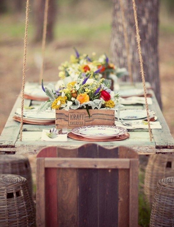 Top 20 Rustic Outdoor Table Settings The Bohemian Wedding Farm Table Wedding Engagement Dinner Party Greenery Wedding Centerpieces