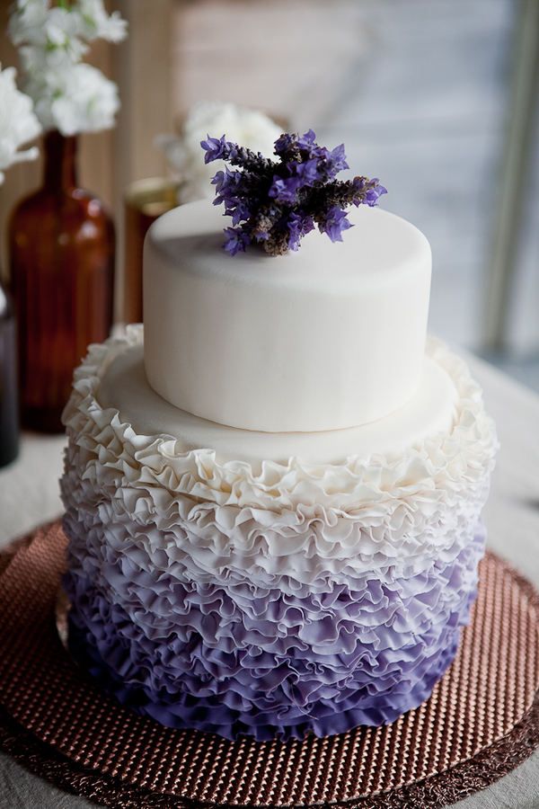 Lavender and white ombre wedding cake