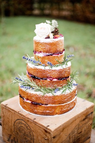 naked lavender wedding cake