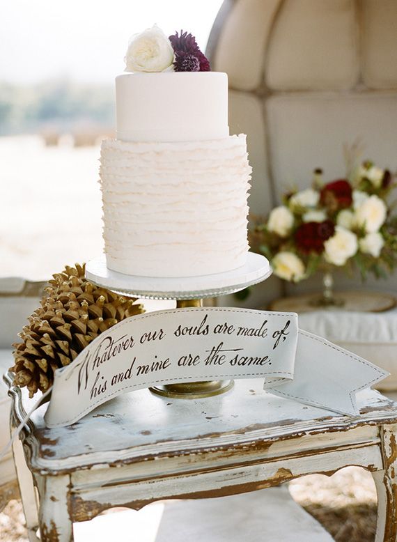 Rustic Winter wedding cake,white wedding cake