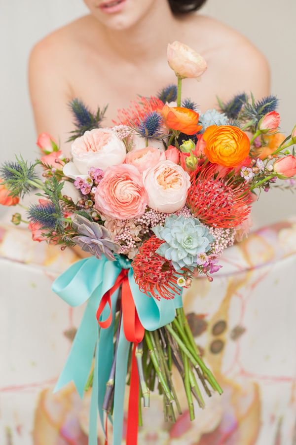 shades of peach wedding bouquet