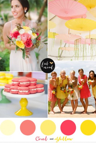 coral and yellow wedding colors,coral and yellow wedding inspirations