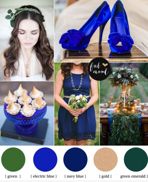 Electric blue and green wedding colors palette