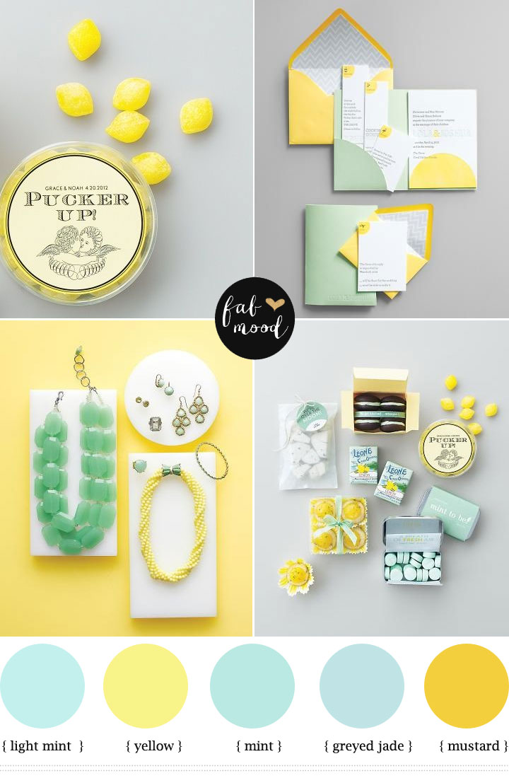 mint and yellow wedding colours palette
