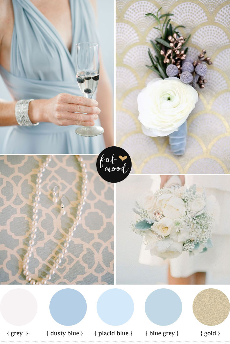 Dusty blue and gold wedding