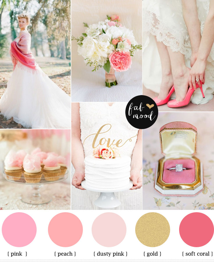 shades of pink gold wedding colors palette