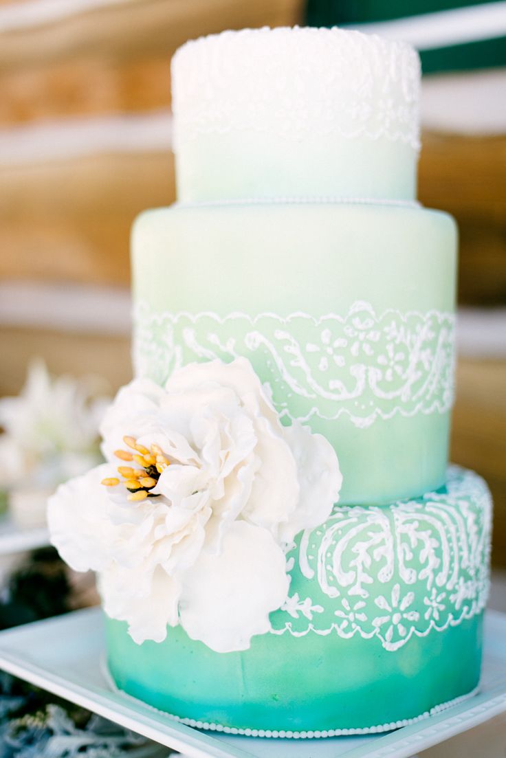 green ombre wedding cake
