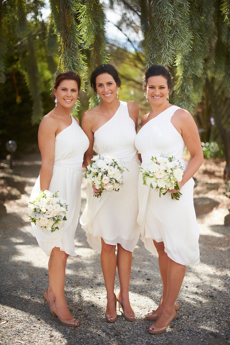white wedding trends - White bridesmaid dresses