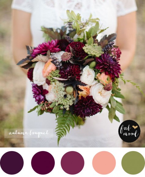 Magnificent Autumn Wedding Bouquets | Burgundy and purple bouquet