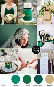 Emerald and gold wedding colour palette