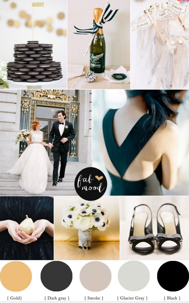 Black and white with hint of gold for city wedding