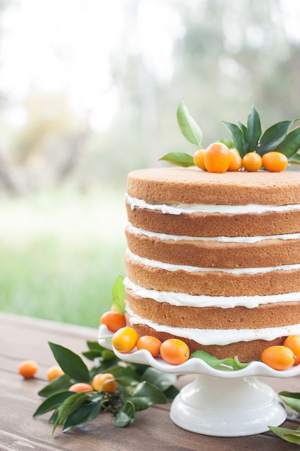 Naked citrus wedding cake