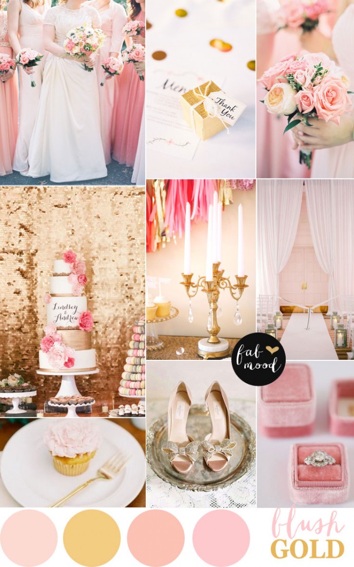 blush and gold elegant wedding palette