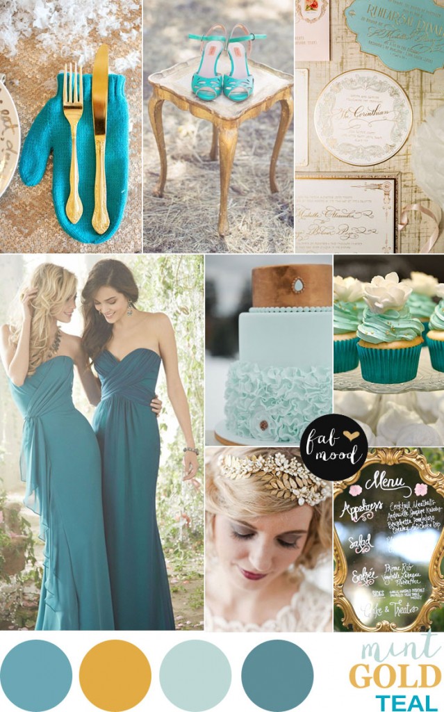 Gold Mint and Teal Wedding Palette { Vintage hint }