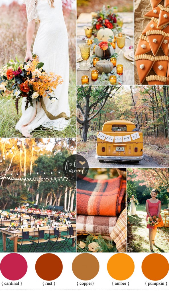 Colorful Fall Wedding in Amber,cardinal,pumpkin