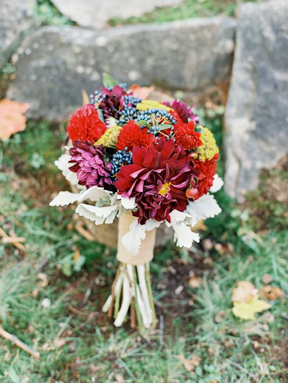 Photographed by Reid Lambshead -whenhefoundher.com | fall wedding bouquet roses wedding bouquets