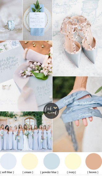 Brown Powder blue and cream wedding colours for classic brides | fabmood.com #weddingcolors