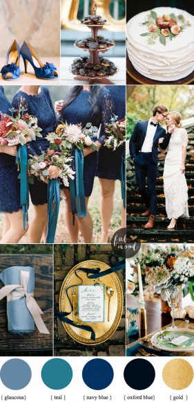 Fall wedding colors with blue and teal color palette