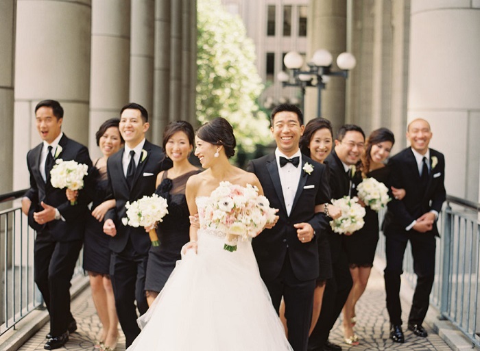 Chicness Overload With This Black Tie Statement Wedding! | Friar Tux