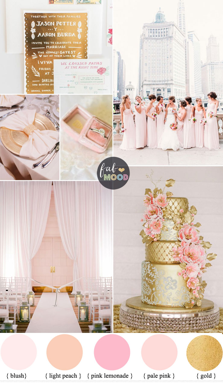 Glamorous Ballroom Wedding { Shades of Blush pink and Gold Wedding Colour Theme } Fab Mood #blushpink #theme